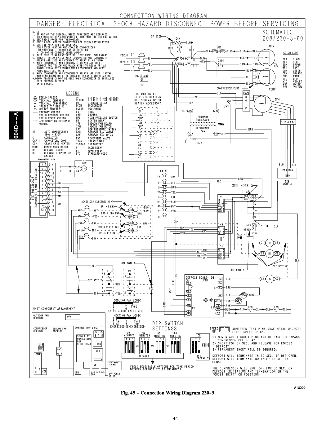 Bryant 604D--A installation instructions Connection Wiring Diagram, 604D A, R R1 C, Sat R C, Rvs Dft 