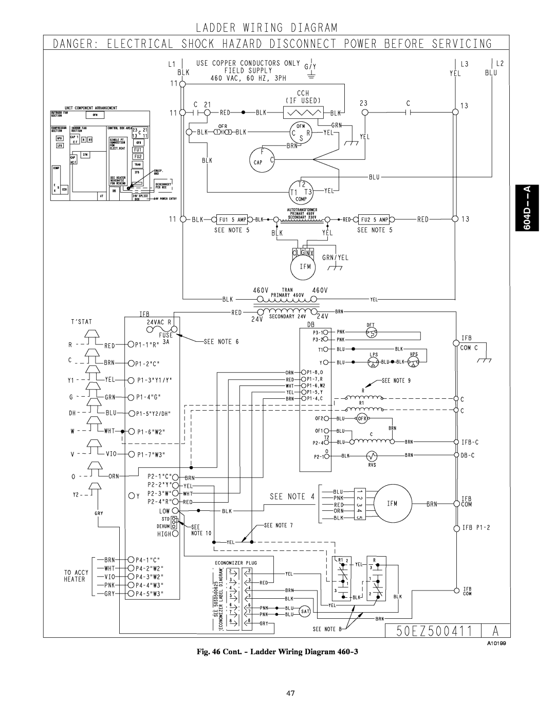 Bryant 604D--A installation instructions Cont. - Ladder Wiring Diagram, 604D-- --A 