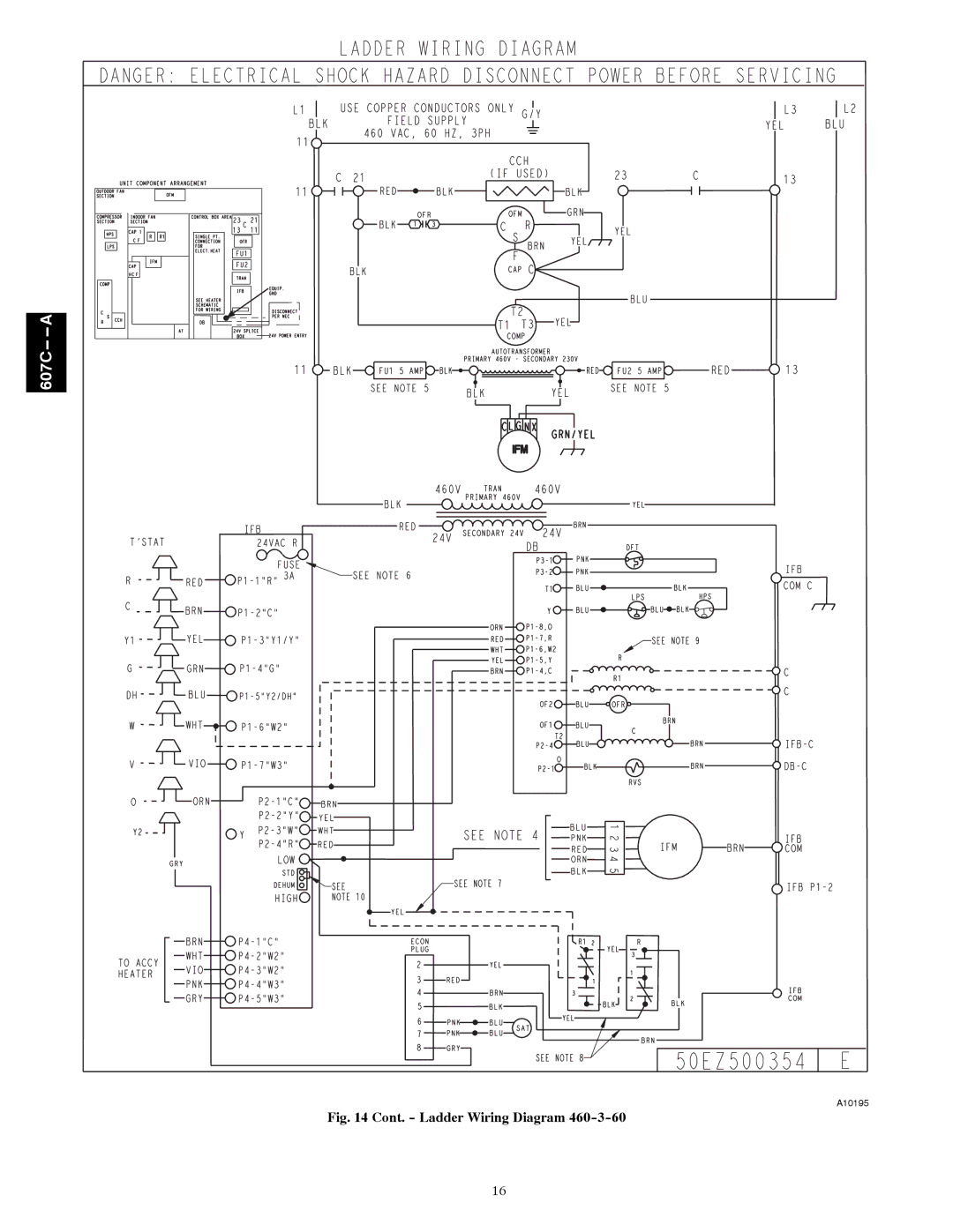 Bryant 607C-A installation instructions Cont. Ladder Wiring Diagram 