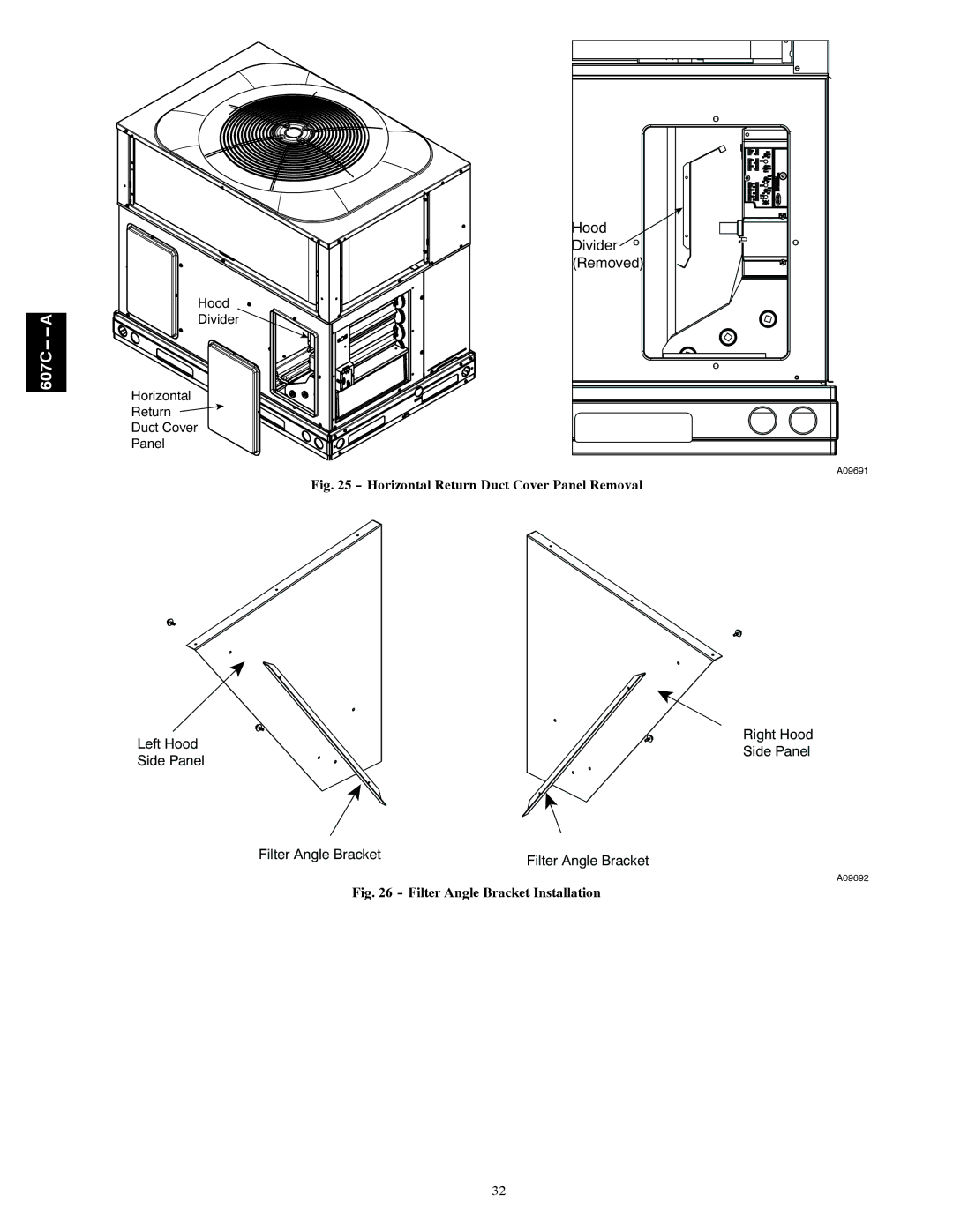 Bryant 607C-A installation instructions Hood Divider Removed 