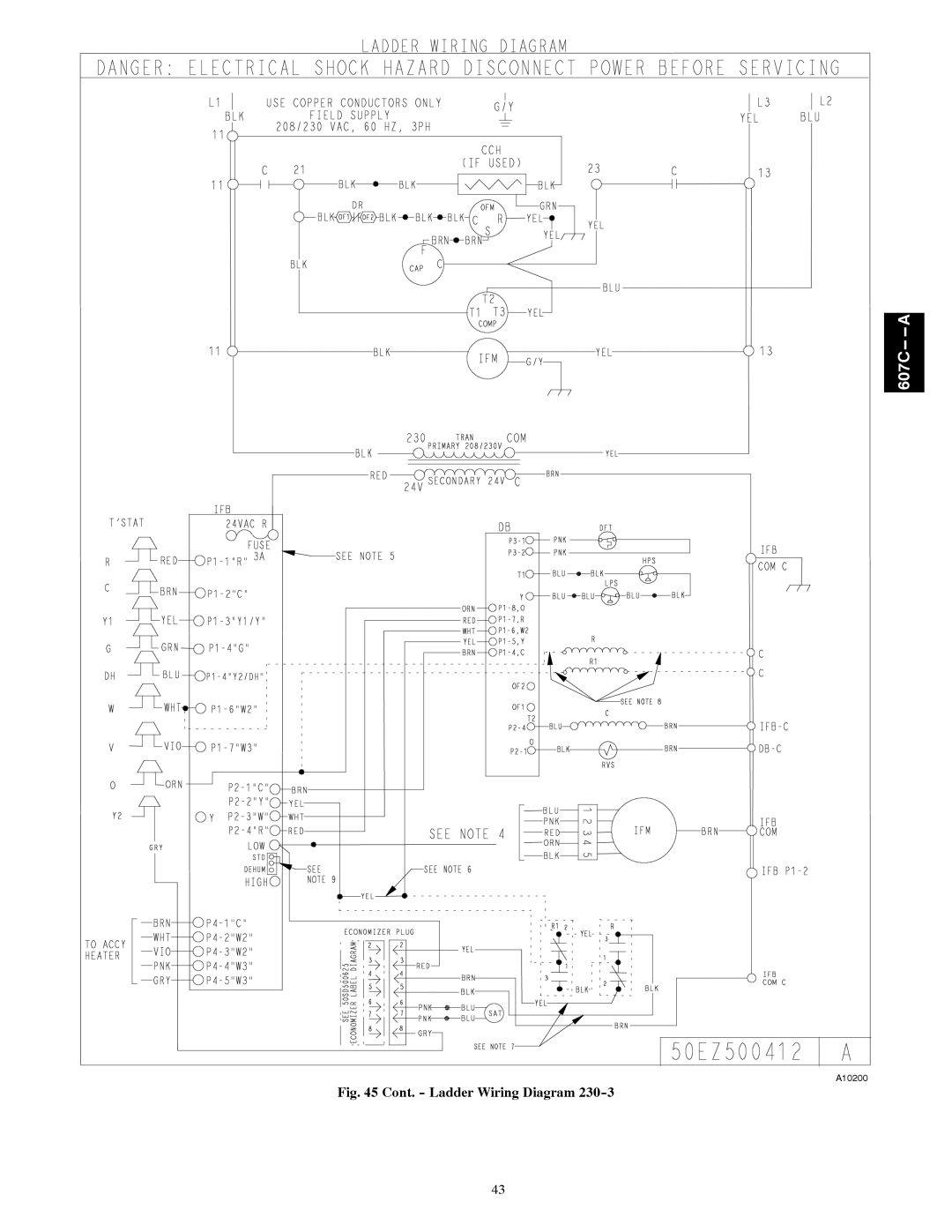 Bryant 607C-A installation instructions Cont. Ladder Wiring Diagram 