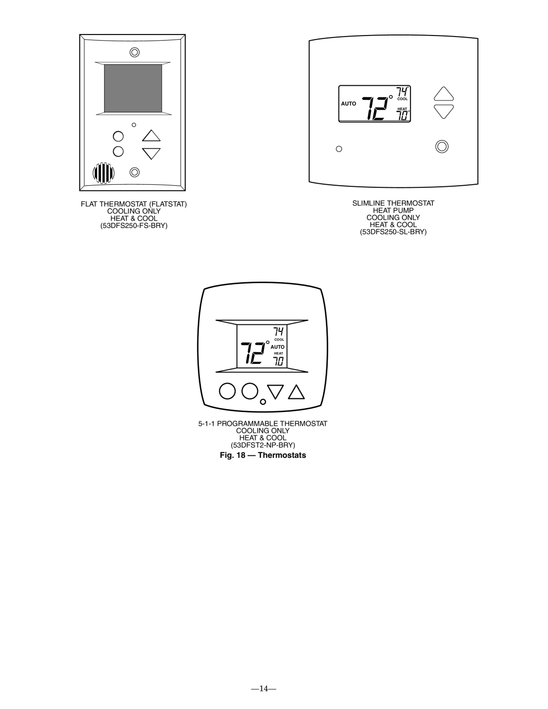 Bryant 619CNF, 619CNQ installation instructions Thermostats 