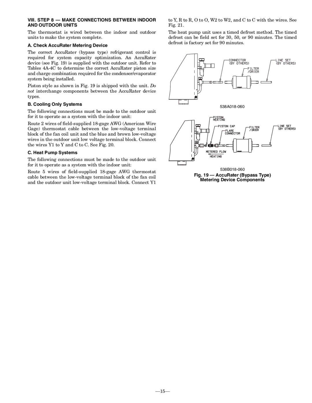 Bryant 619CNQ VIII. Make Connections Between Indoor and Outdoor Units, Check AccuRater Metering Device, Heat Pump Systems 