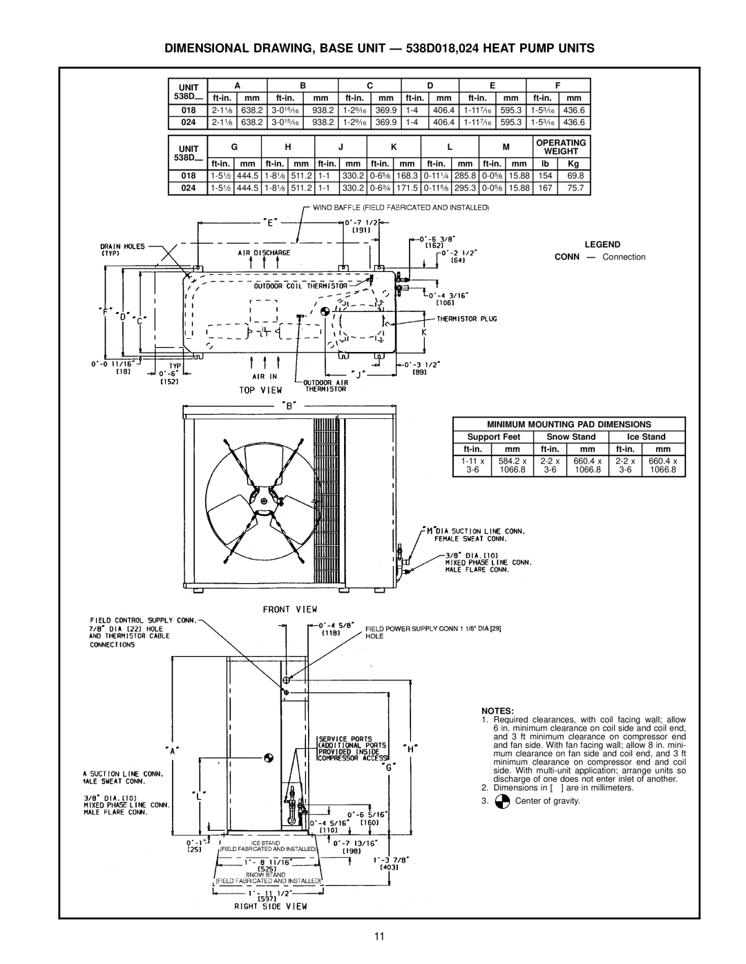 Bryant 619E manual Unit Operating Weight 