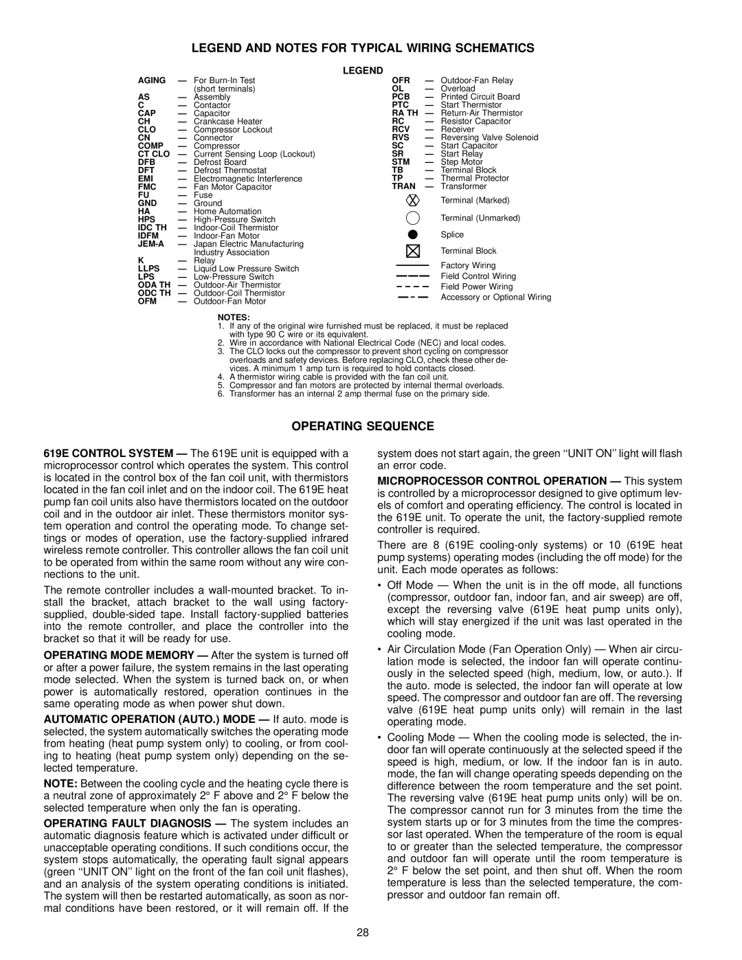 Bryant 619E manual Operating Sequence 