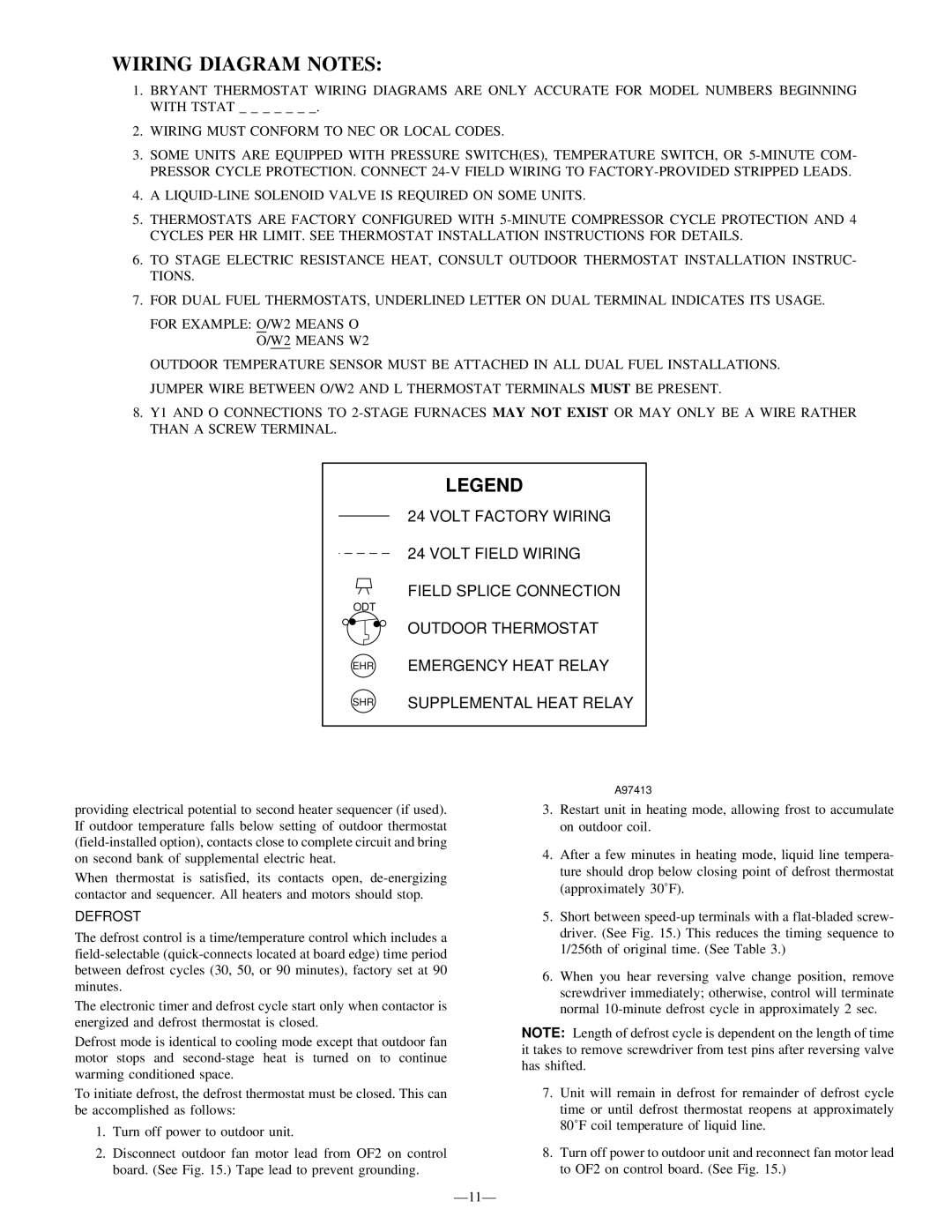 Bryant 663C instruction manual Wiring Diagram Notes 