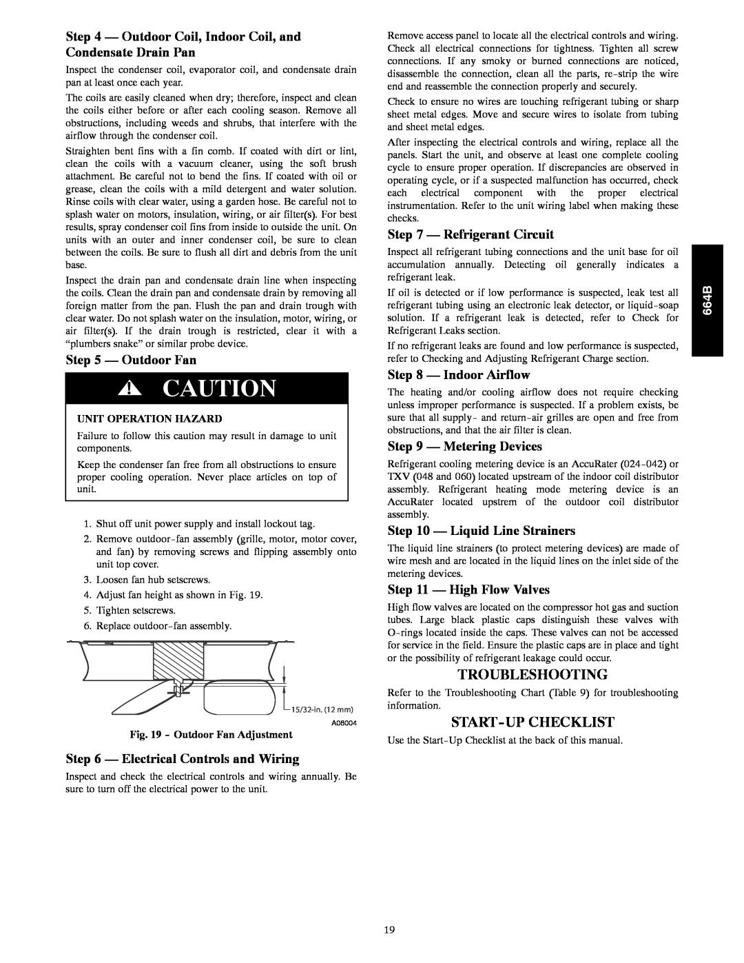Bryant 664B Troubleshooting, Start-Upchecklist, Outdoor Fan, Electrical Controls and Wiring, Refrigerant Circuit 