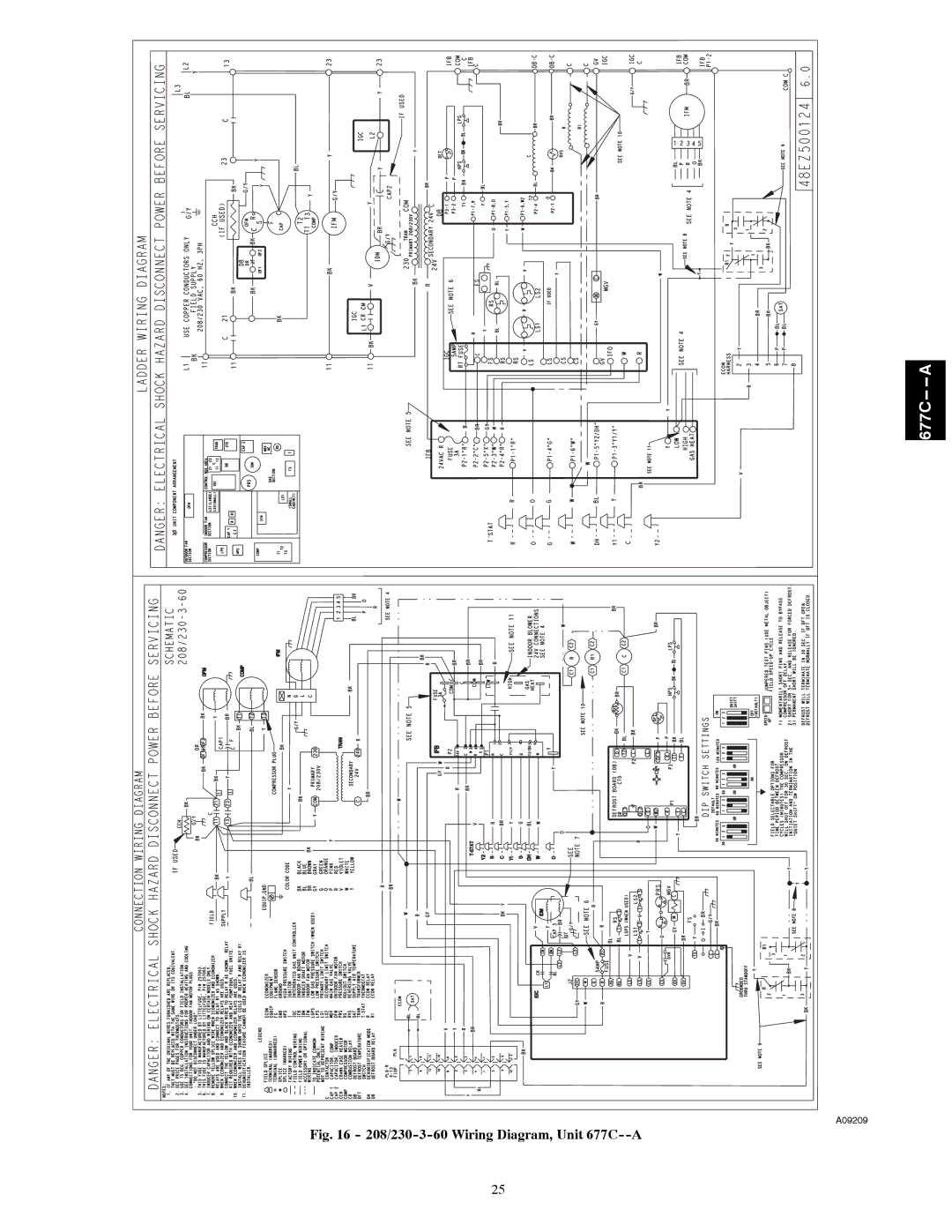 Bryant installation instructions 208/230-3-60 Wiring Diagram, Unit 677C--A 