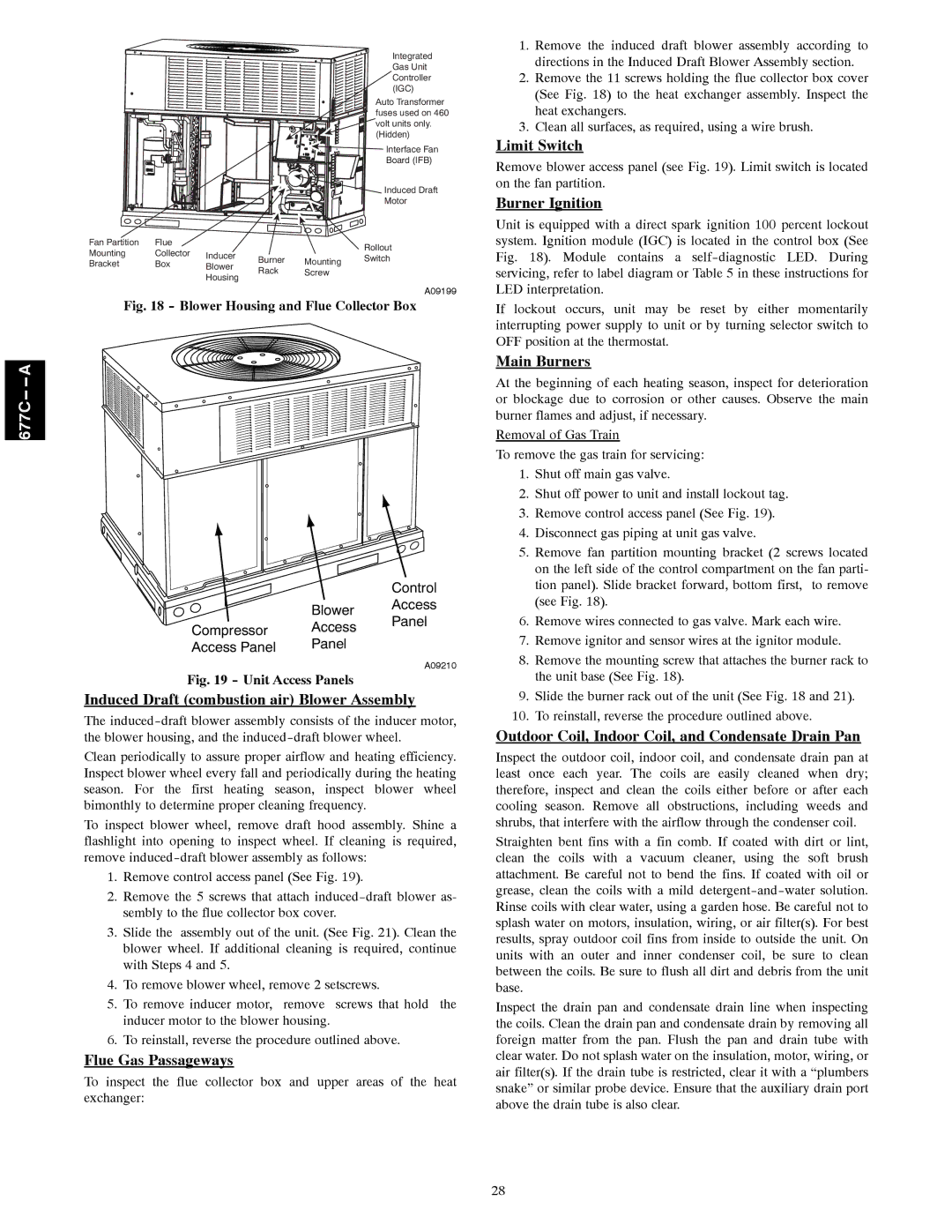 Bryant 677C--A Limit Switch, Burner Ignition, Induced Draft combustion air Blower Assembly, Flue Gas Passageways 