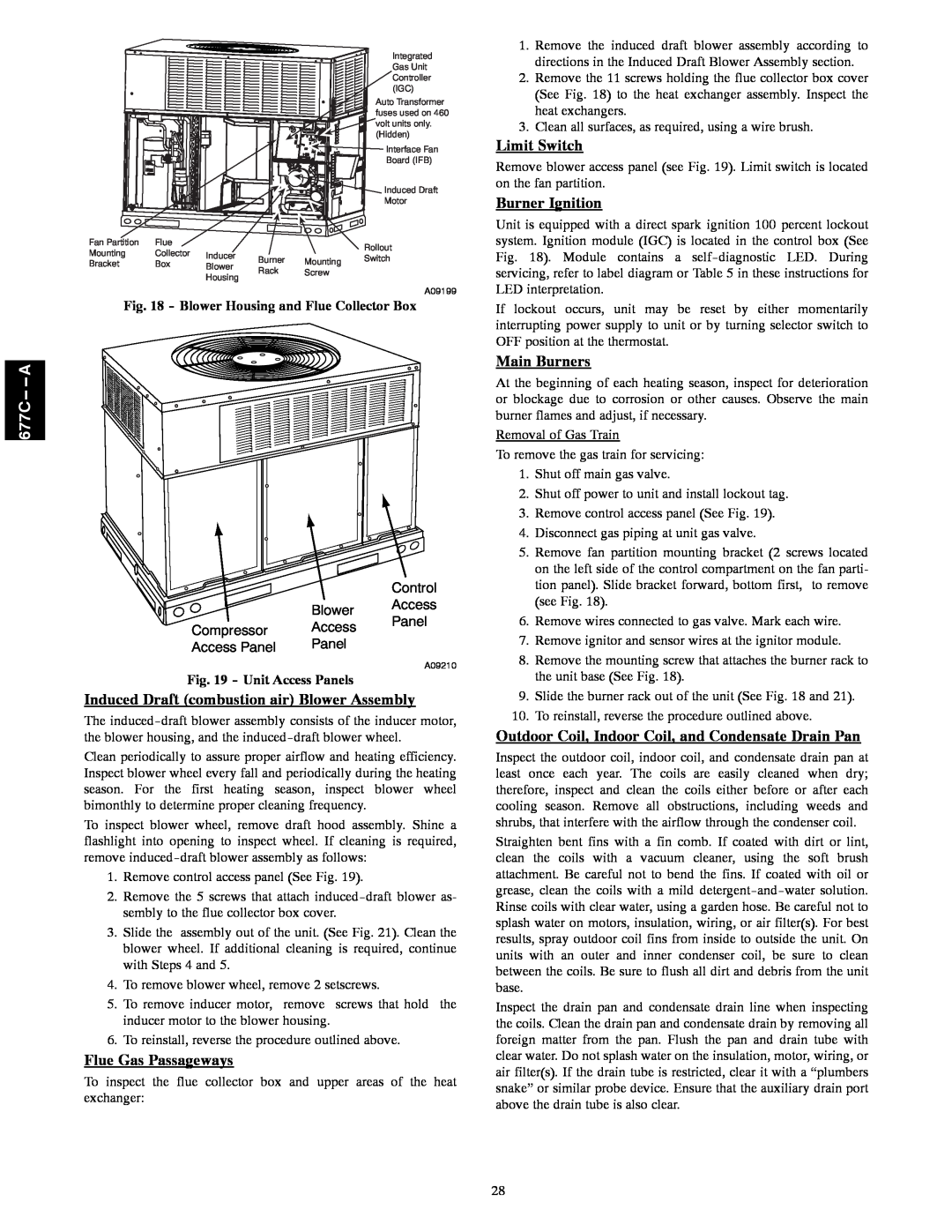 Bryant 677C--A Limit Switch, Burner Ignition, Induced Draft combustion air Blower Assembly, Flue Gas Passageways 