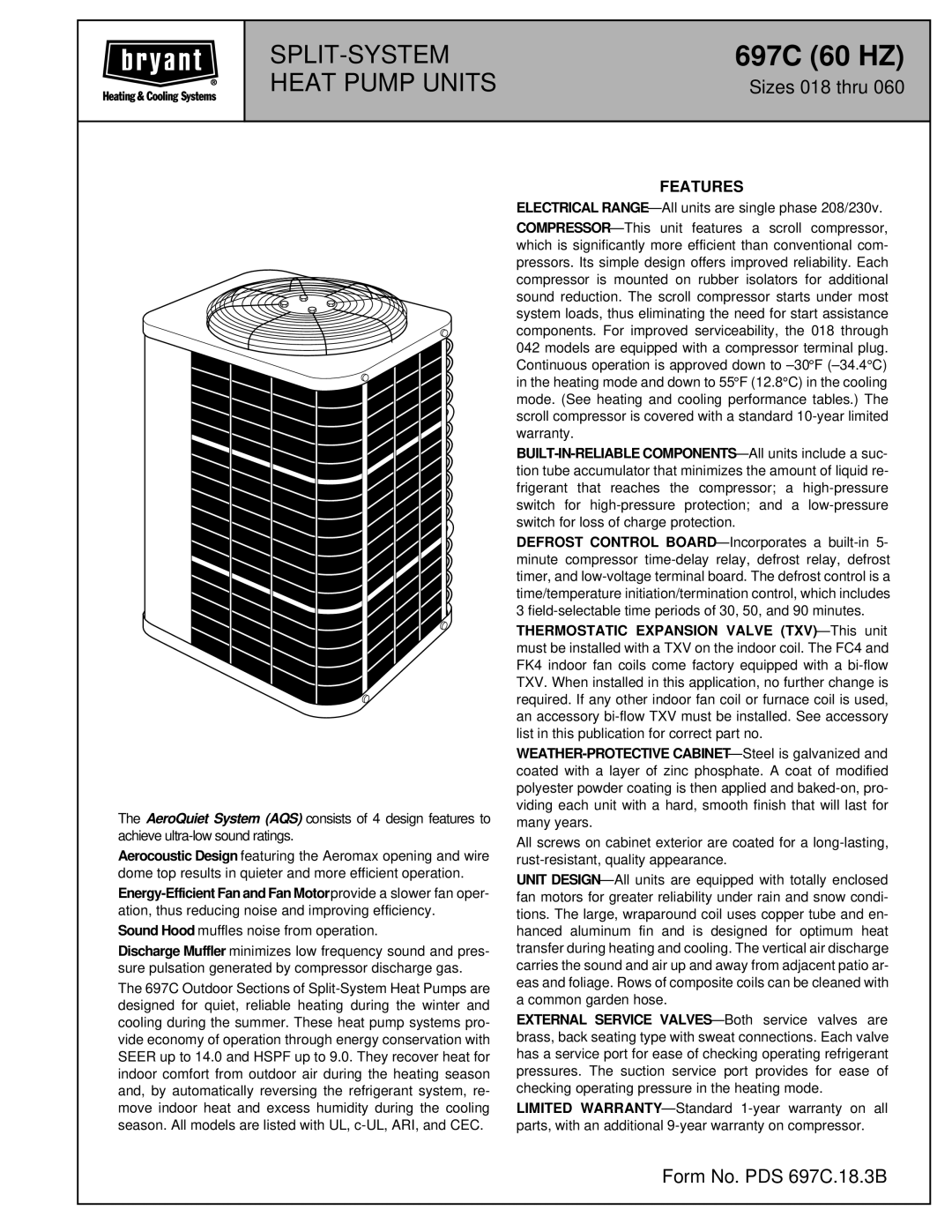 Bryant warranty 697C 60 HZ 