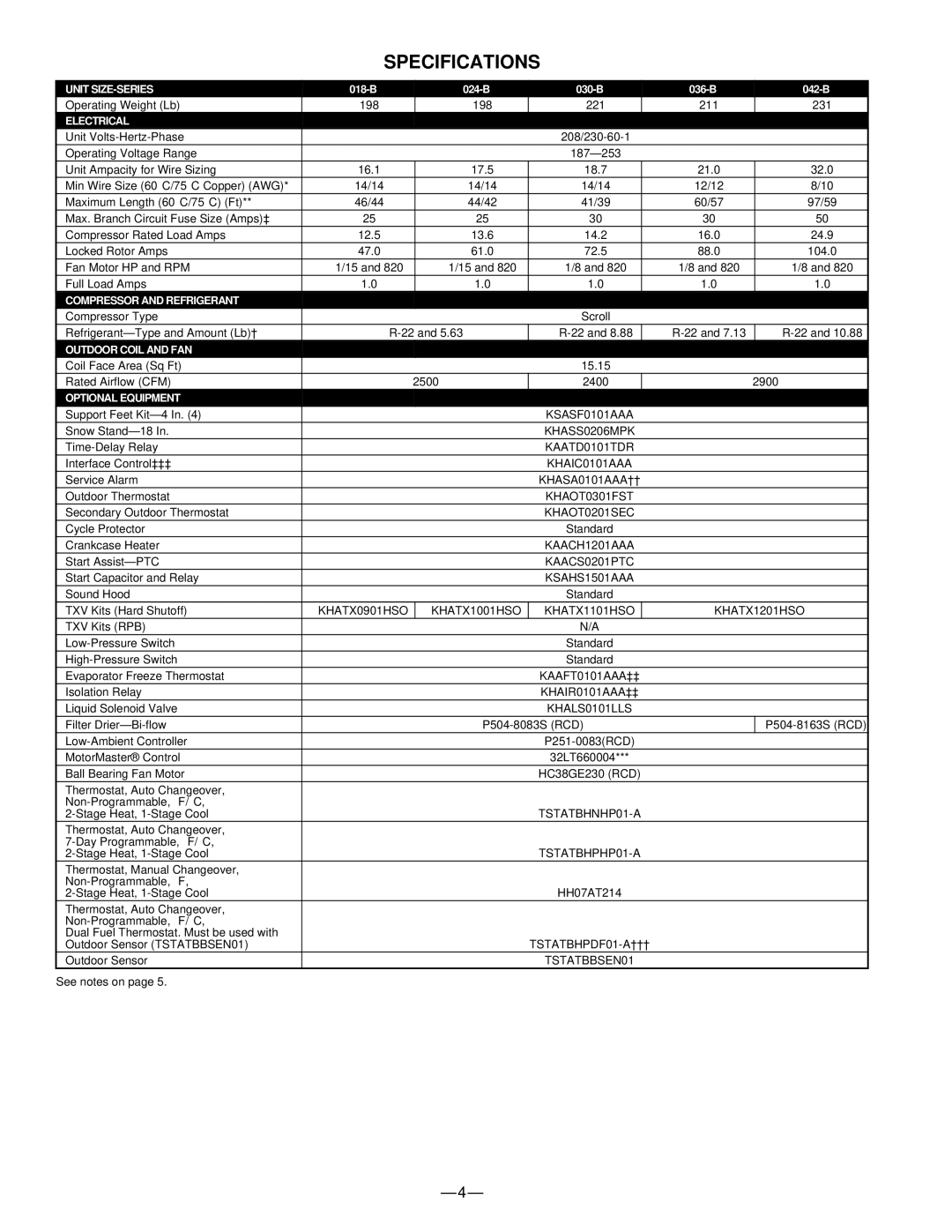 Bryant 697C warranty Specifications 