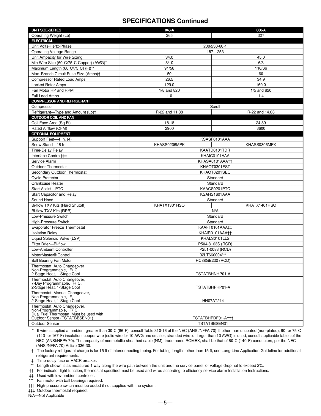 Bryant 697C warranty Specifications 