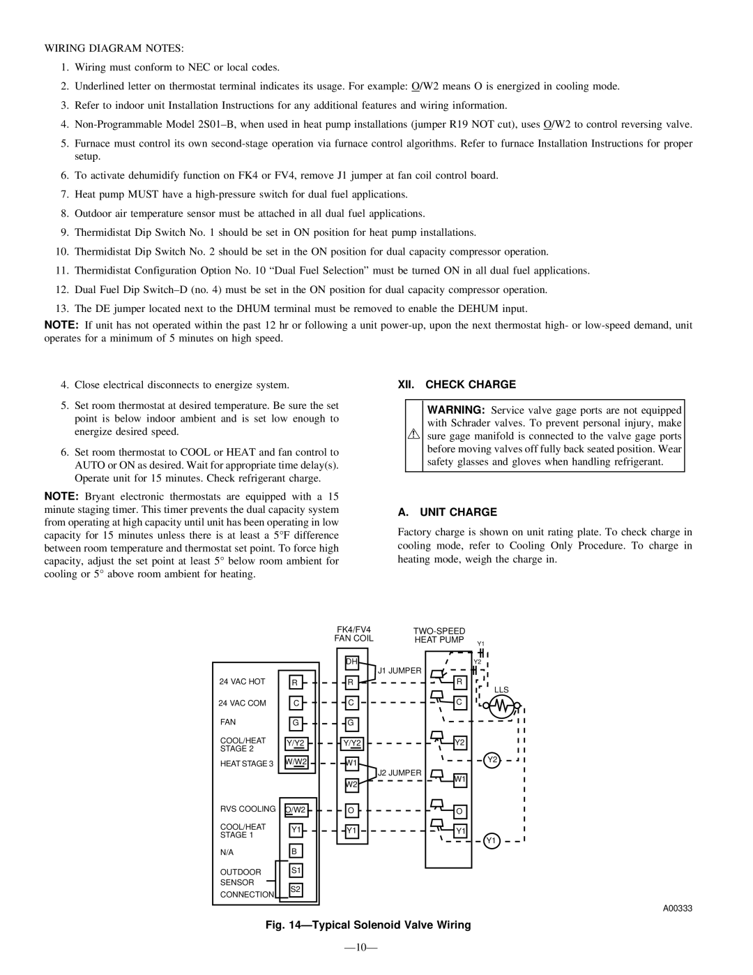 Bryant 698B instruction manual Wiring Diagram Notes, XII. Check Charge Unit Charge 