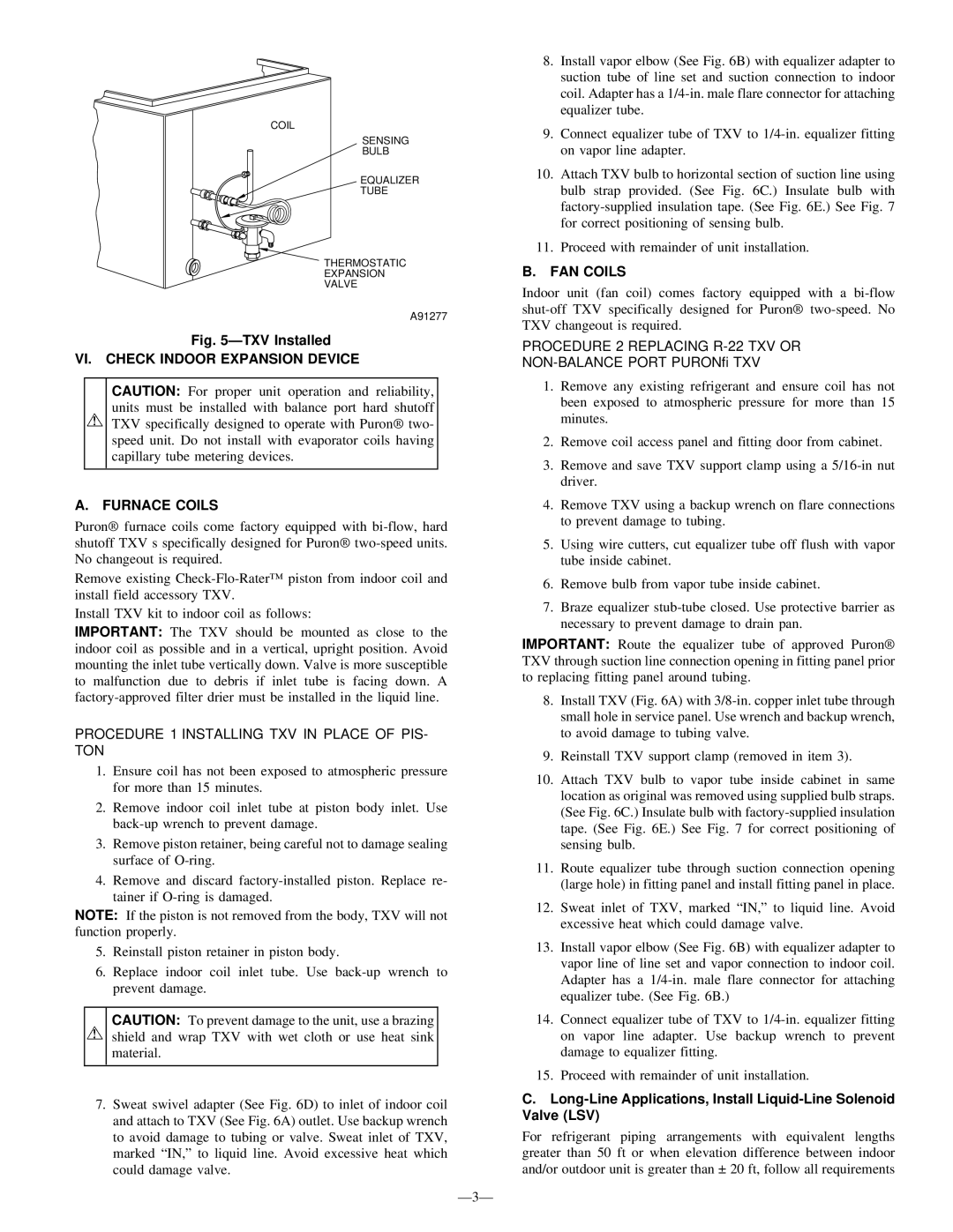 Bryant 698B instruction manual VI. Check Indoor Expansion Device Furnace Coils, FAN Coils 