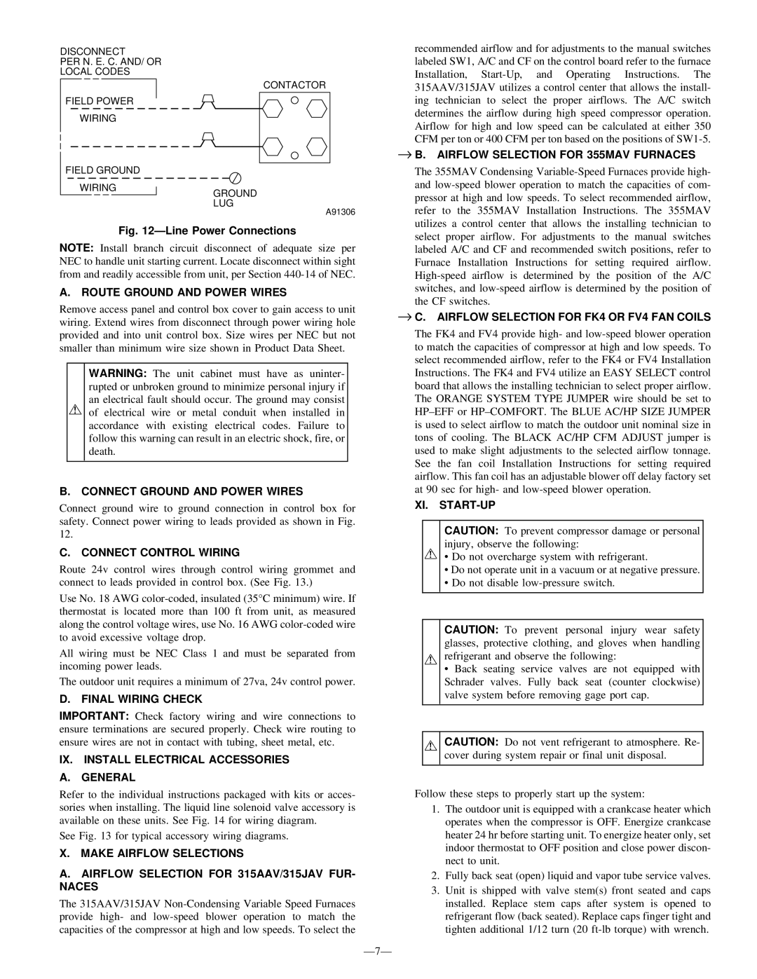 Bryant 698B → B. Airflow Selection for 355MAV Furnaces, Route Ground and Power Wires, Connect Ground and Power Wires 