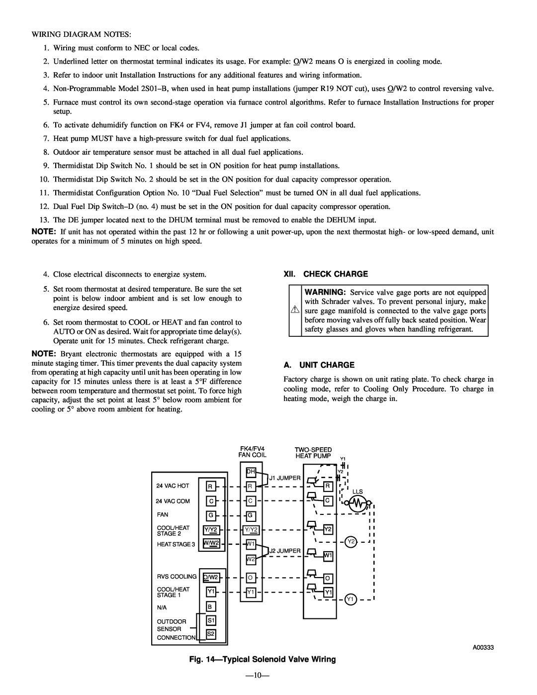 Bryant 698B instruction manual Xii. Check Charge, A. Unit Charge, TypicalSolenoid Valve Wiring 