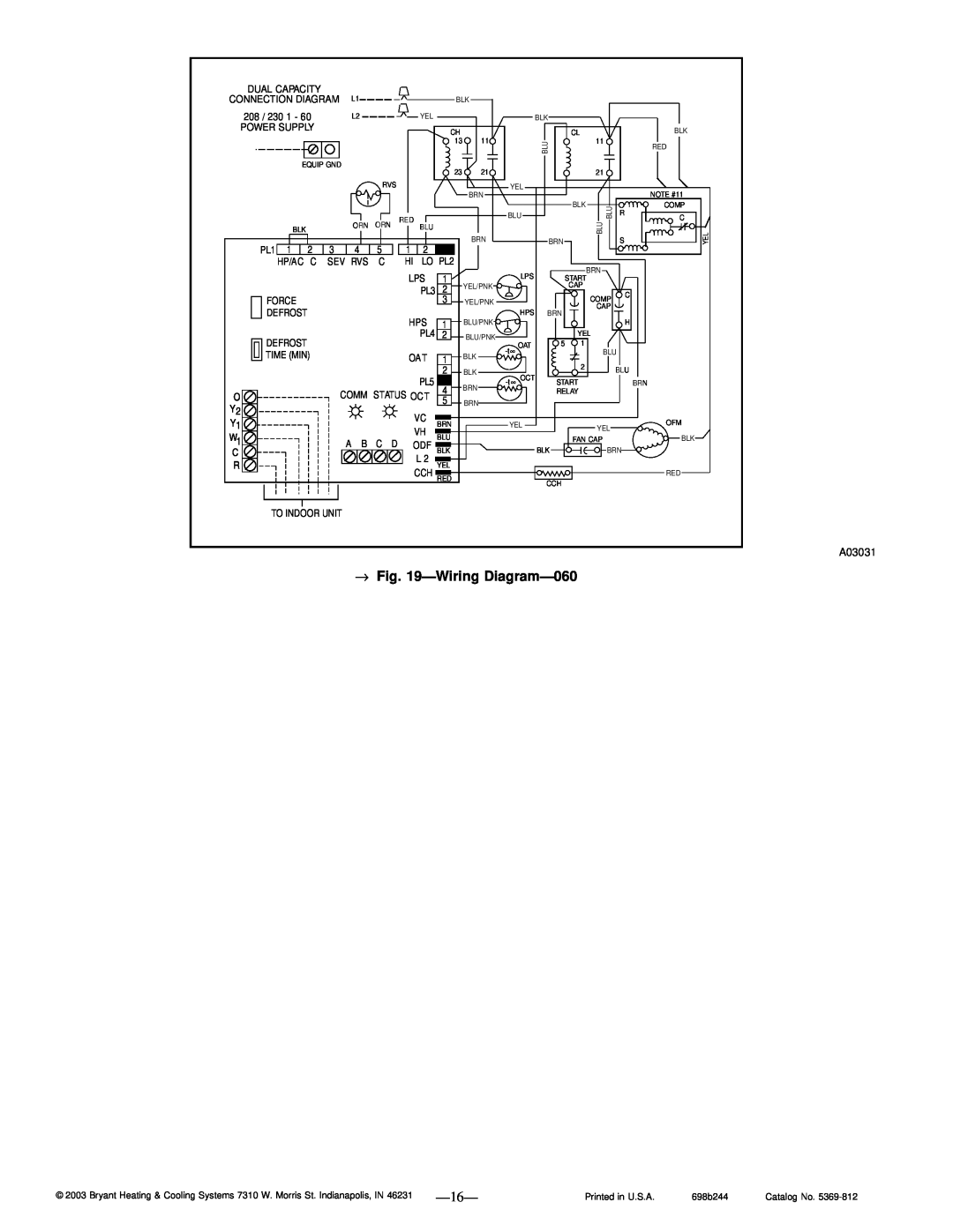 Bryant 698B instruction manual Wiring Diagram-060 