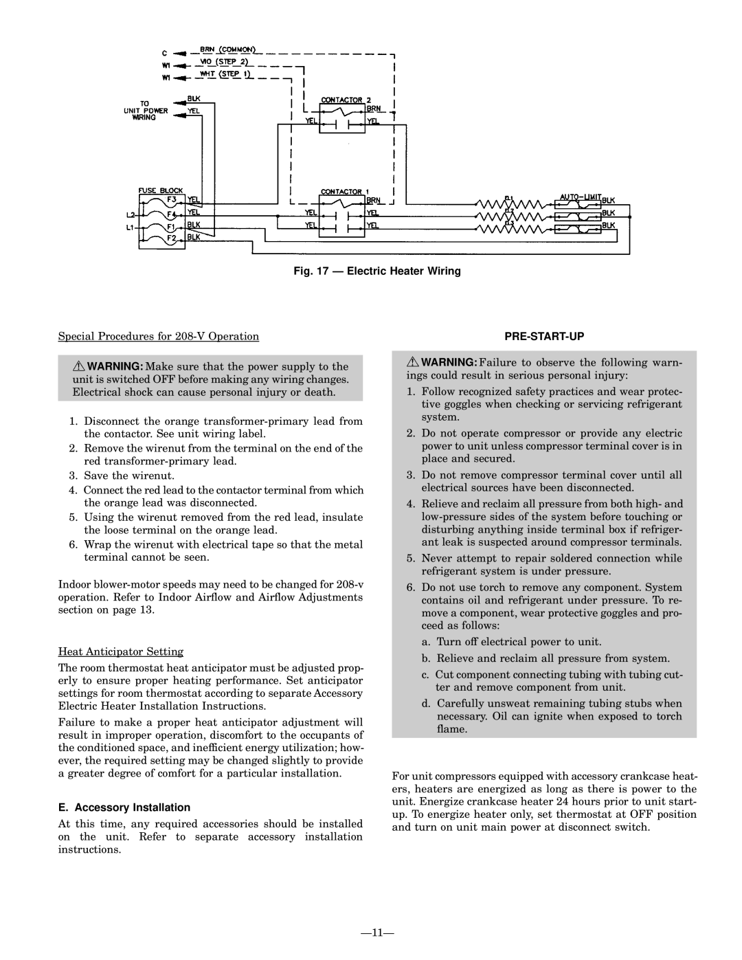 Bryant 764A installation instructions Pre-Start-Up, Accessory Installation 