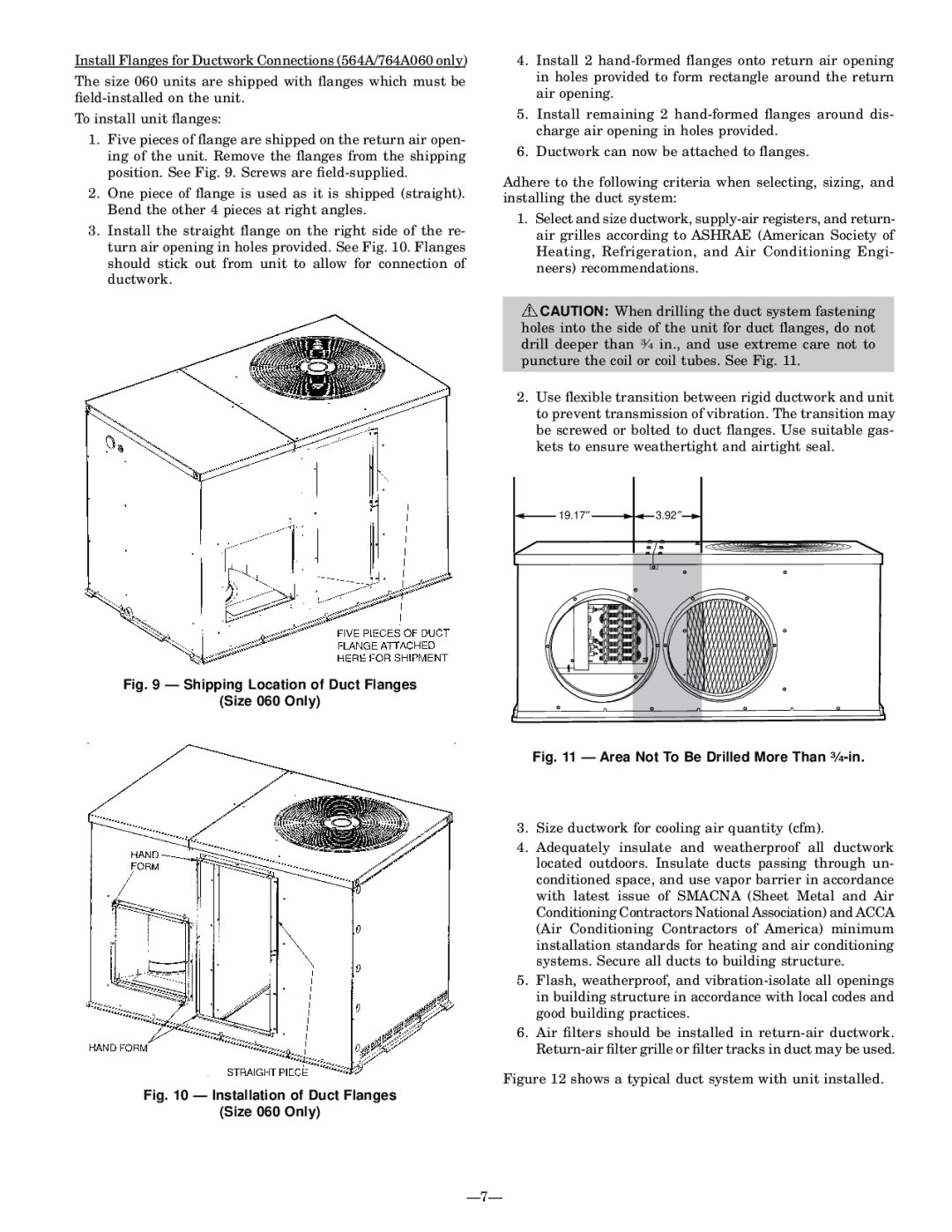 Bryant 764A installation instructions Shipping Location of Duct Flanges Size 060 Only, Ð7Ð 