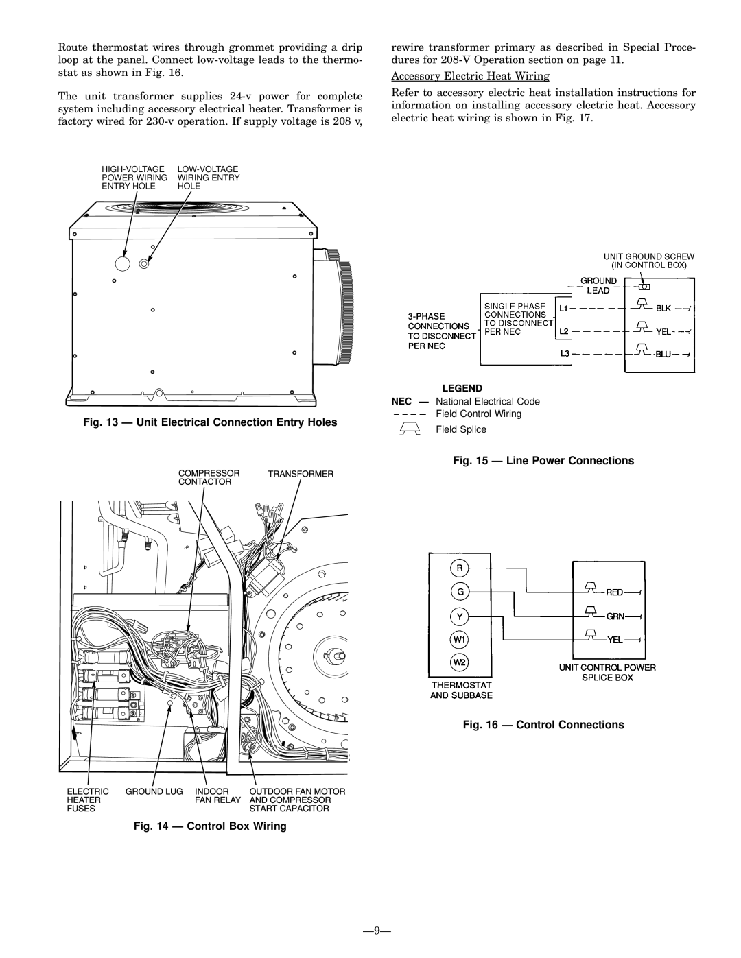 Bryant 764A installation instructions Unit Electrical Connection Entry Holes, Control Box Wiring 