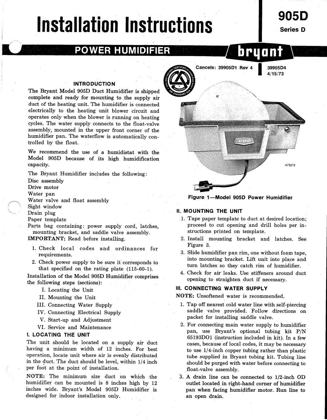 Bryant 905D manual 