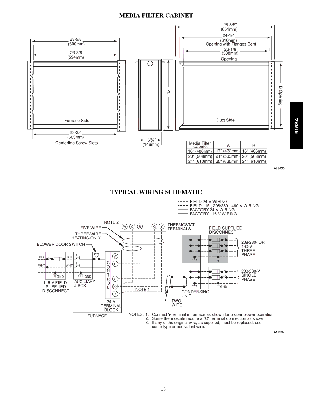 Bryant 915S warranty Media Filter Cabinet, Typical Wiring Schematic 