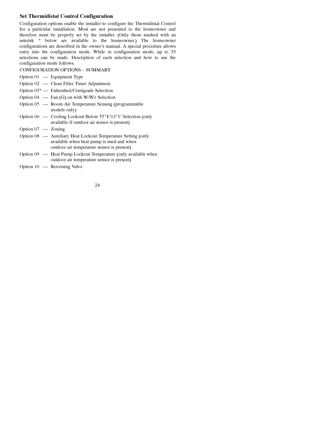 Bryant A07048, A07049 installation instructions Set Thermidistat Control Configuration 