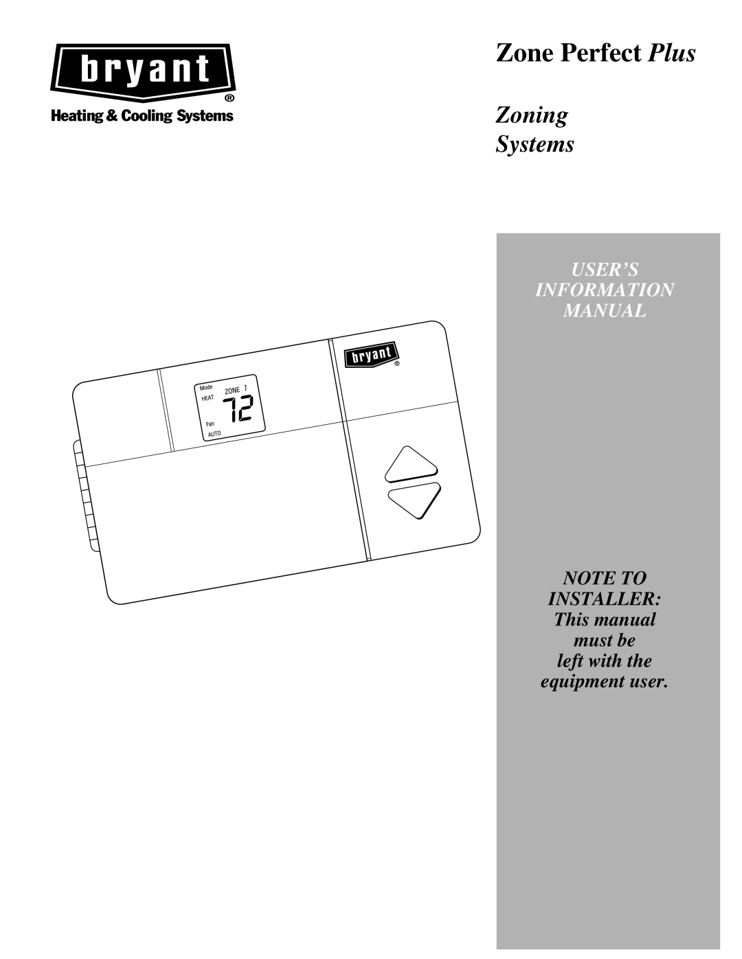 Bryant A96447 manual Zone Perfect Plus 