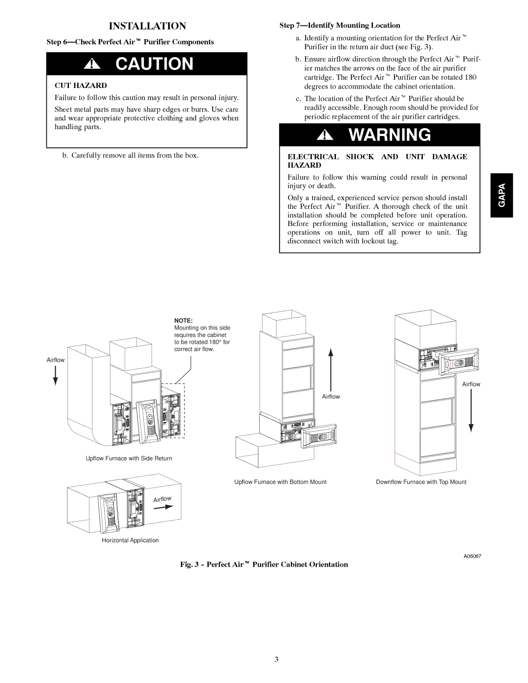 Bryant AIRT PURIFIER Installation, Check Perfect Airt Purifier Components, CUT Hazard, Identify Mounting Location 