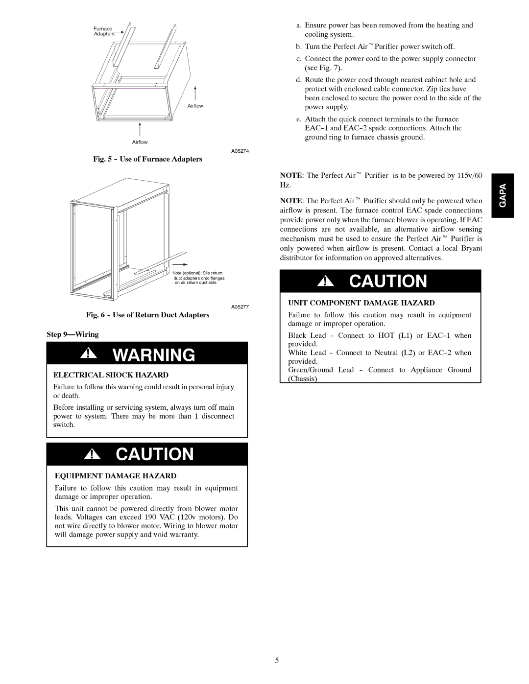 Bryant AIRT PURIFIER operating instructions Equipment Damage Hazard, Unit Component Damage Hazard 