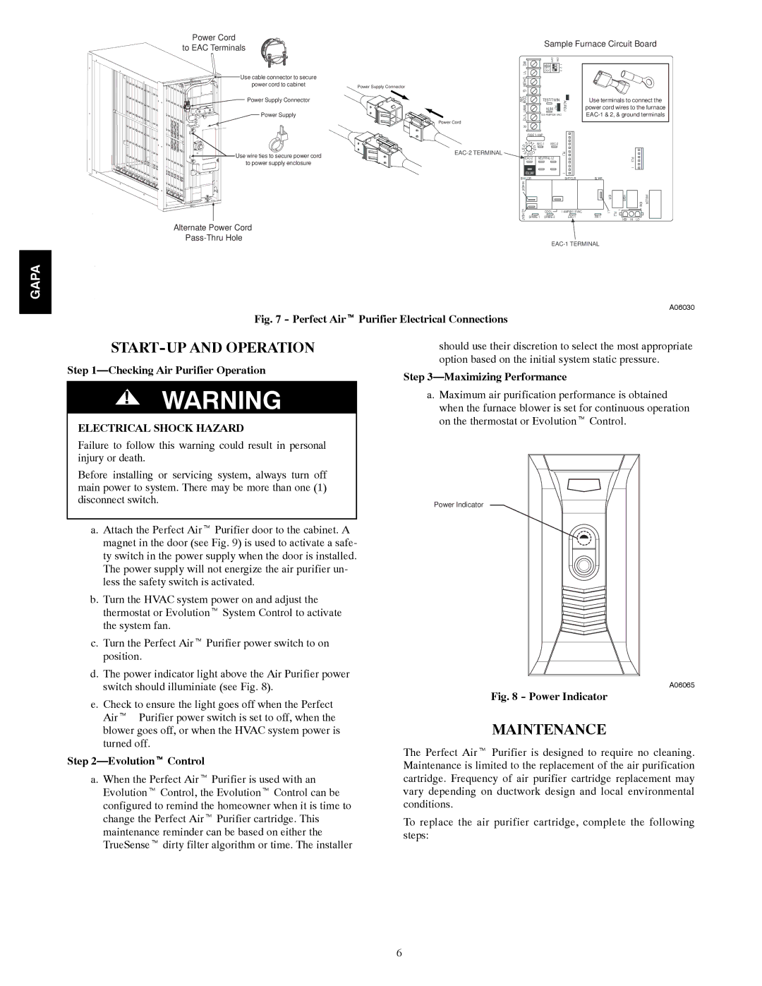 Bryant AIRT PURIFIER operating instructions START-UP and Operation, Maintenance 