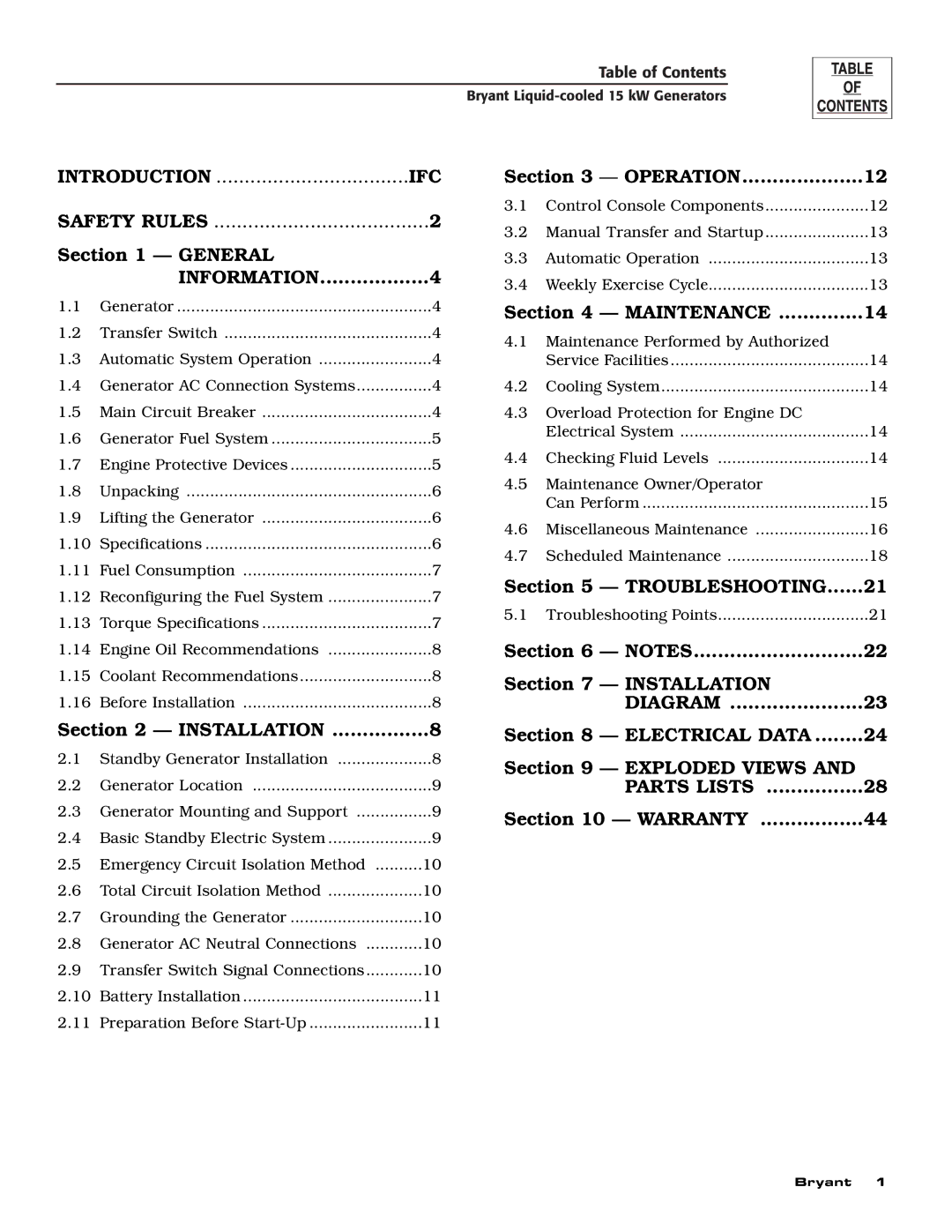 Bryant ASPAS1BBL015 owner manual Introduction IFC Safety Rules 