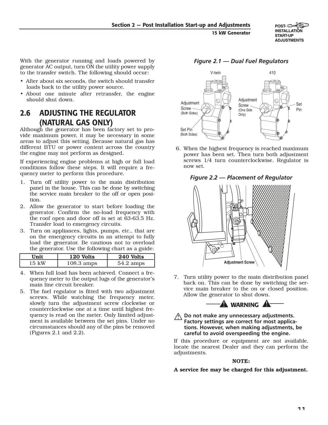 Bryant ASPAX1BBA015 owner manual Adjusting the Regulator Natural GAS only, Dual Fuel Regulators 