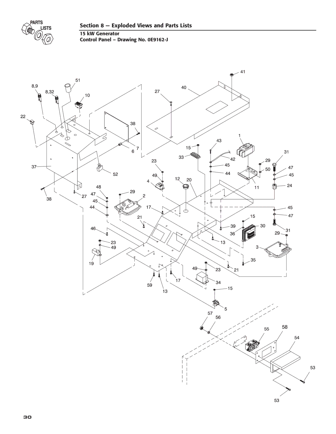 Bryant ASPAX1BBA015 owner manual KW Generator Control Panel Drawing No E9162-J 