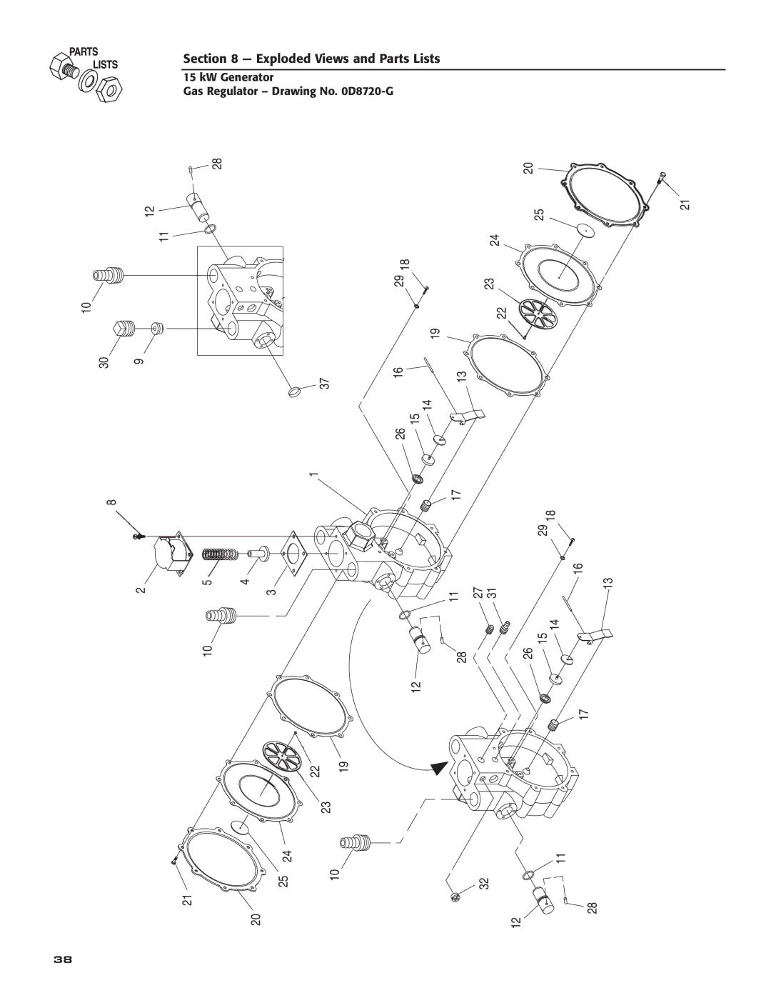 Bryant ASPAX1BBA015 owner manual KW Generator Gas Regulator Drawing No D8720-G 