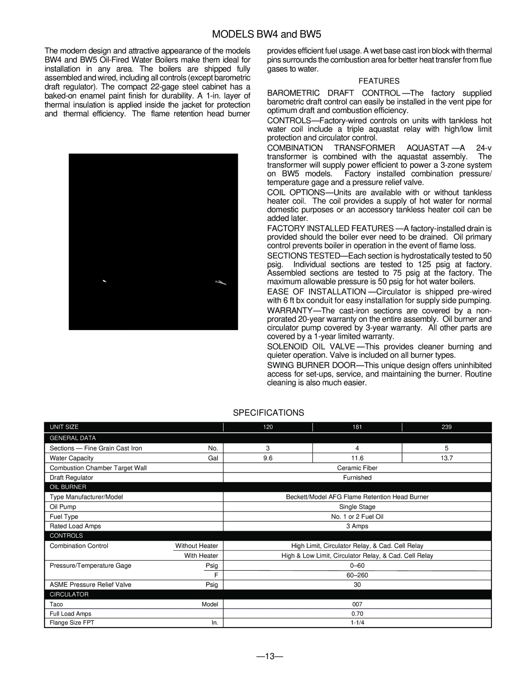 Bryant BW2, BW4B, BS1, BW1, BS2, BW5B, BW3, BW9 manual Models BW4 and BW5 