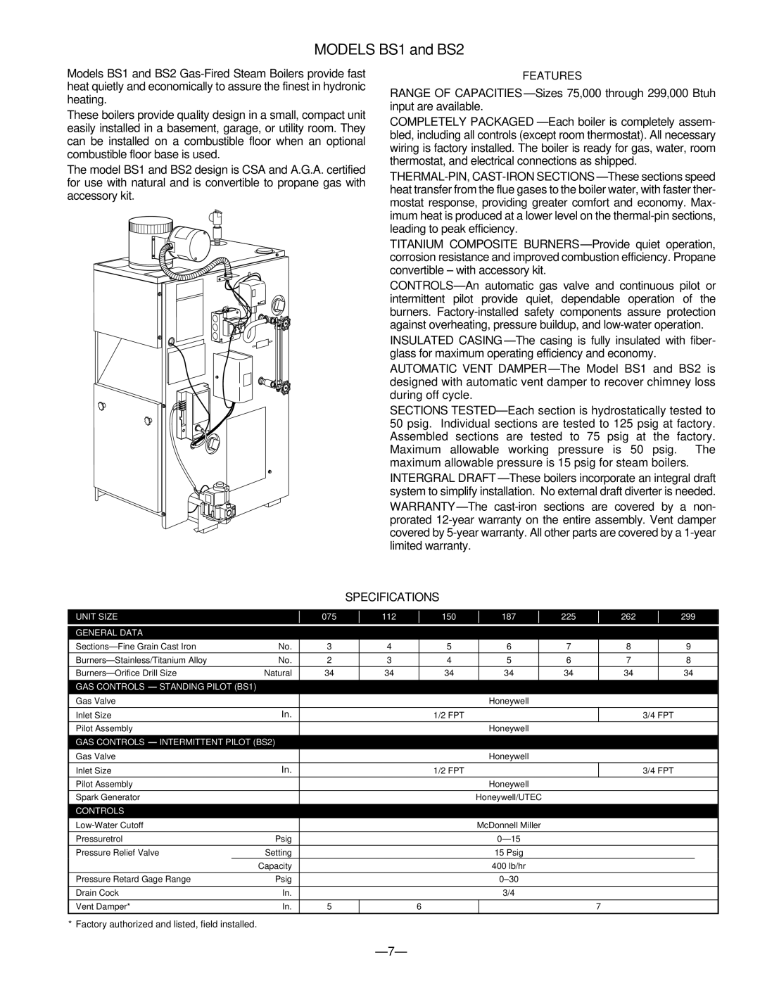 Bryant BW9, BW4B, BW1, BW5B, BW2, BW3 manual Models BS1 and BS2, General Data 