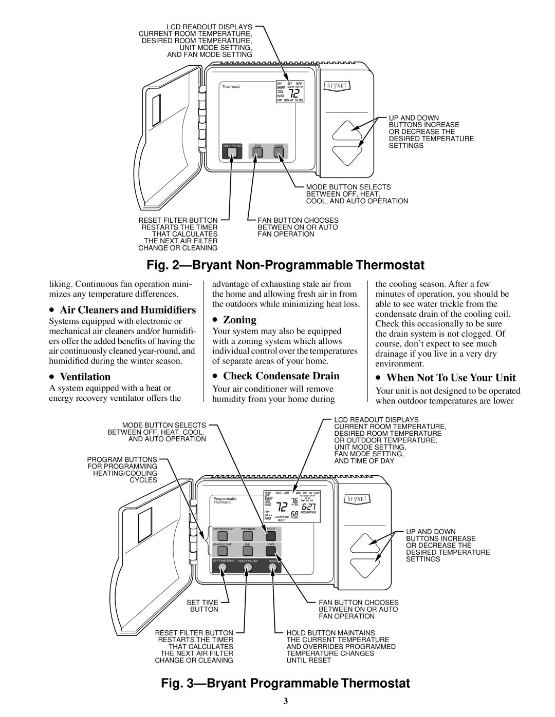 Bryant CENTRAL AIR CONDITIONER with PURON REFRIGERANT manual Air Cleaners and Humidiﬁers, Ventilation, Zoning 