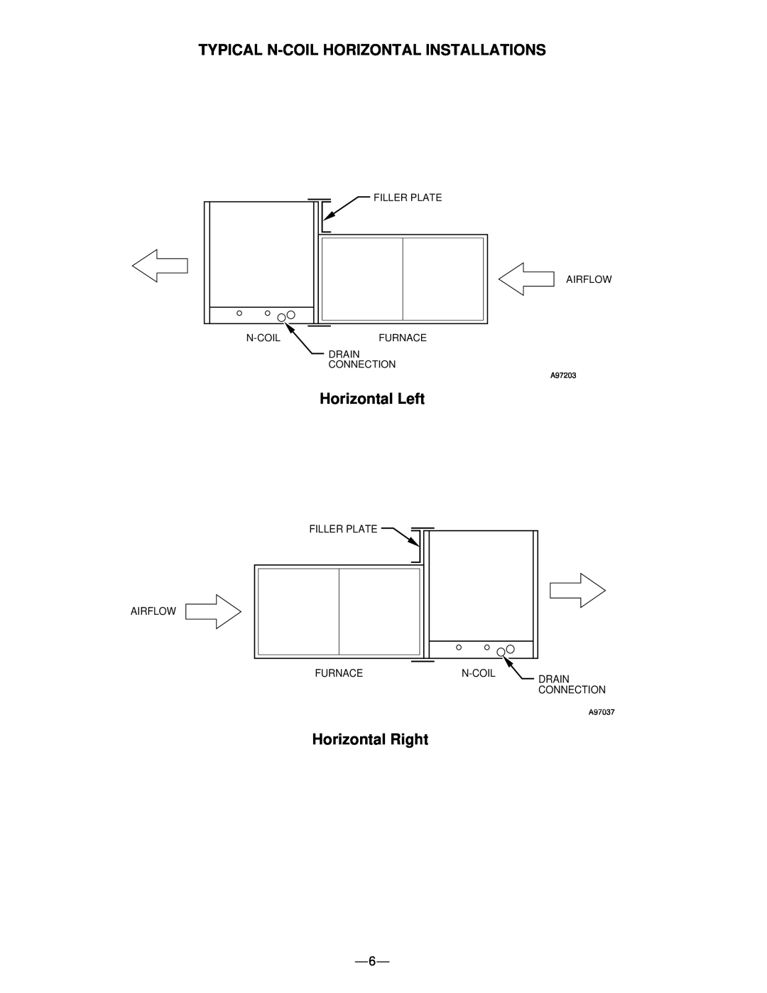 Bryant CK3B manual Typical N-Coilhorizontal Installations, Horizontal Left, Horizontal Right 