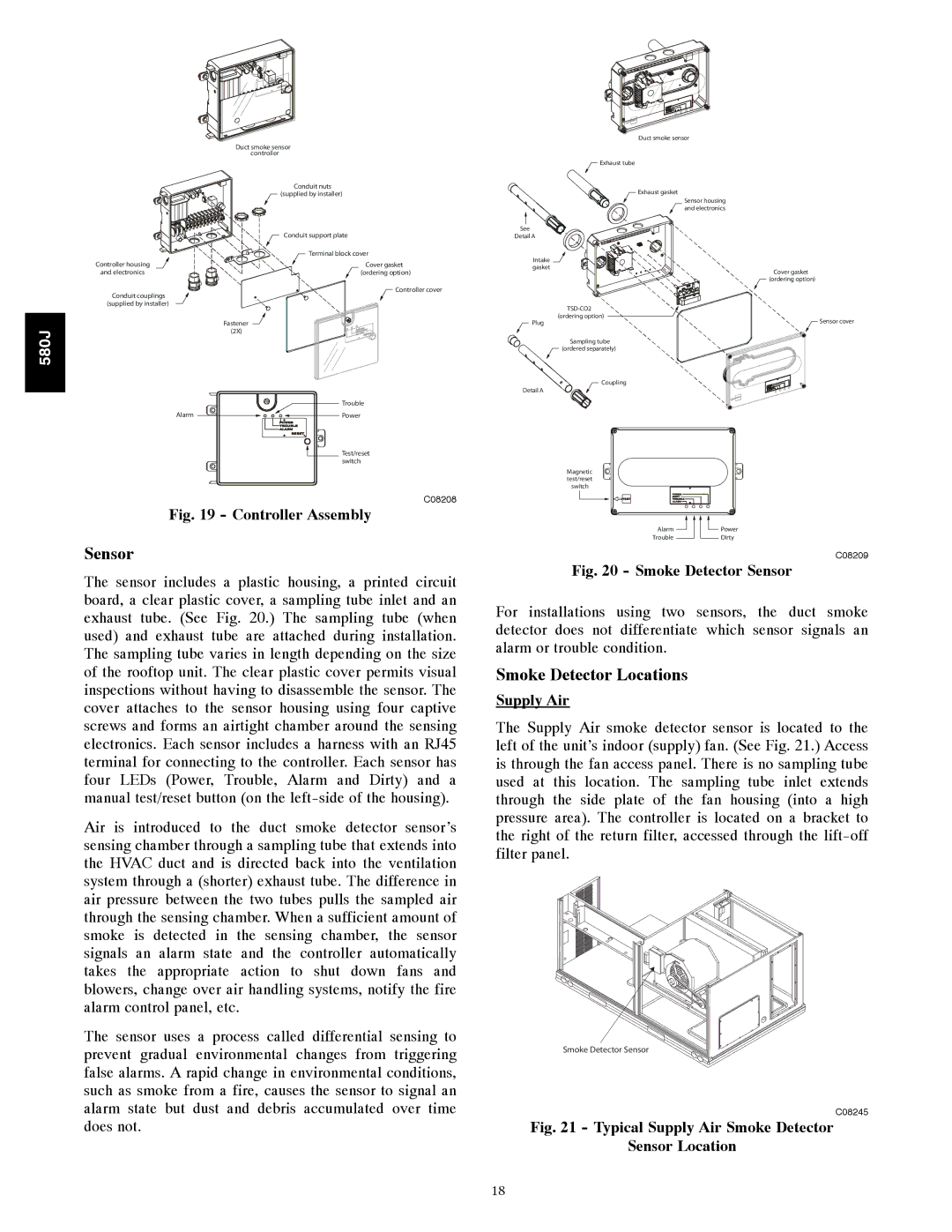 Bryant F, 580J*08--14D appendix Sensor, Smoke Detector Locations, Supply Air 