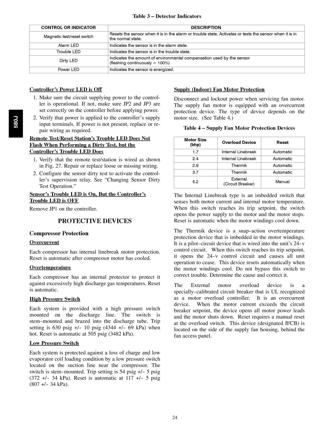 Bryant F, 580J*08--14D appendix Protective Devices, Compressor Protection 