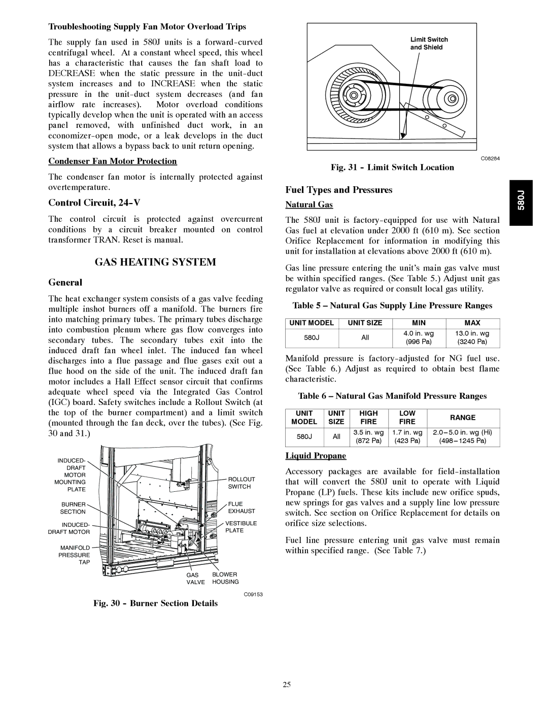 Bryant 580J*08--14D appendix GAS Heating System, Control Circuit, Fuel Types and Pressures 