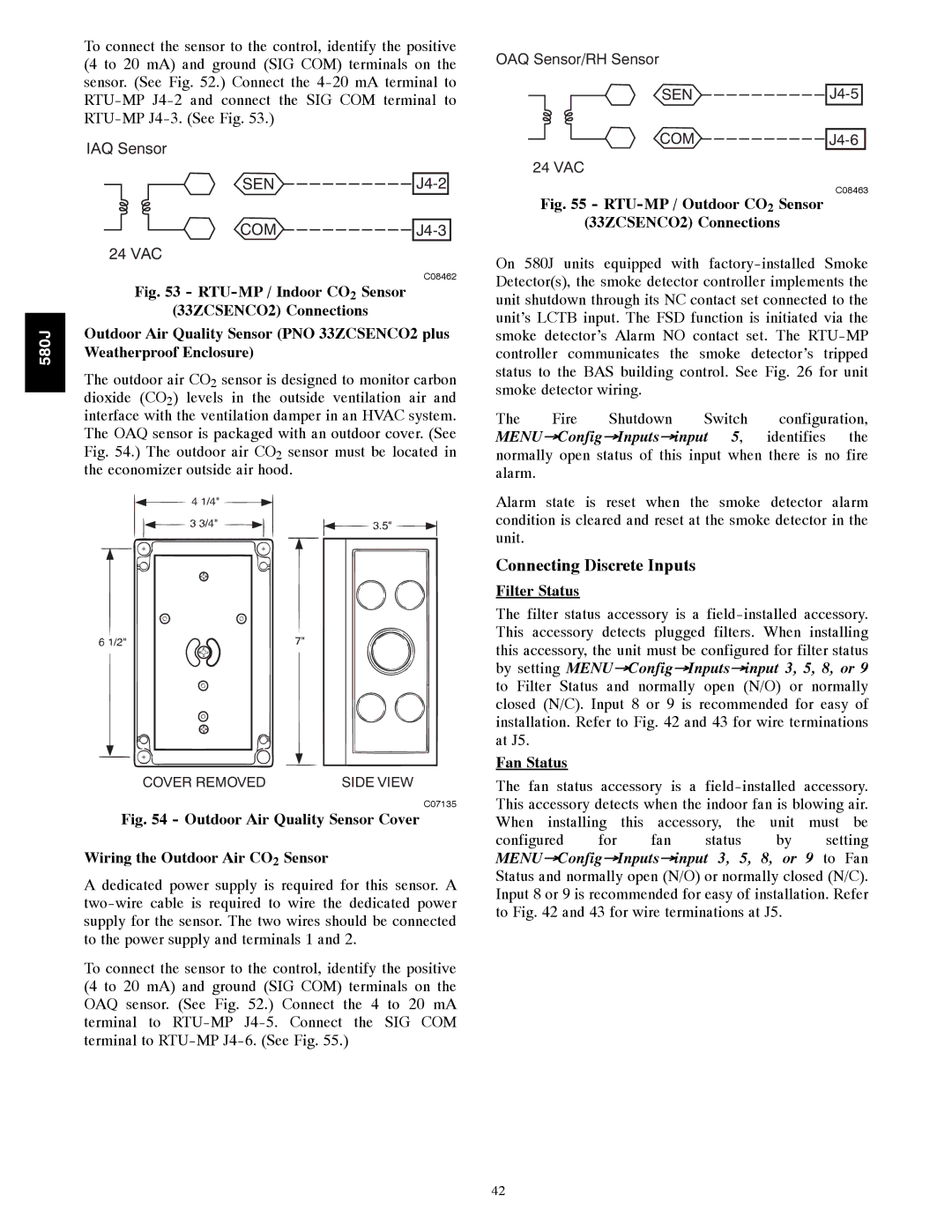 Bryant Connecting Discrete Inputs, Outdoor Air Quality Sensor PNO 33ZCSENCO2 plus, Weatherproof Enclosure, Filter Status 