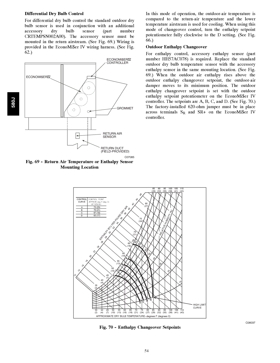 Bryant F, 580J*08--14D appendix Differential Dry Bulb Control, Outdoor Enthalpy Changeover 