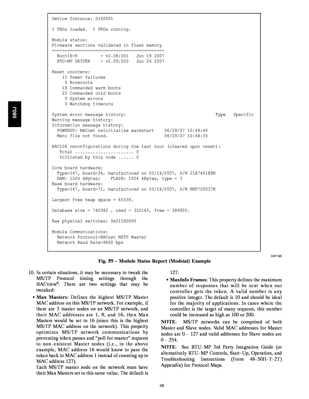 Bryant F, 580J*08--14D appendix Module Status Report Modstat Example 