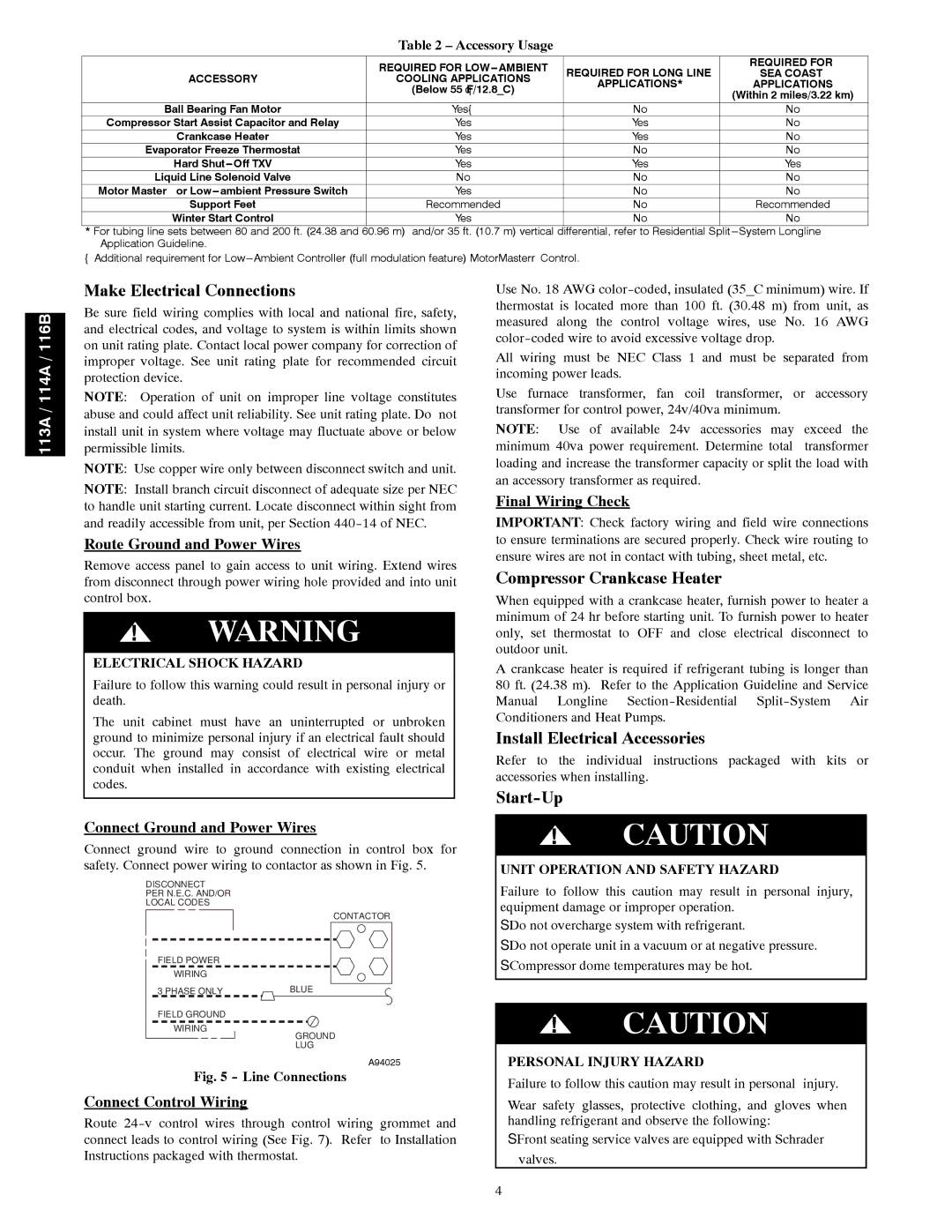 Bryant H3A Make Electrical Connections, Compressor Crankcase Heater, Install Electrical Accessories, Start-Up 