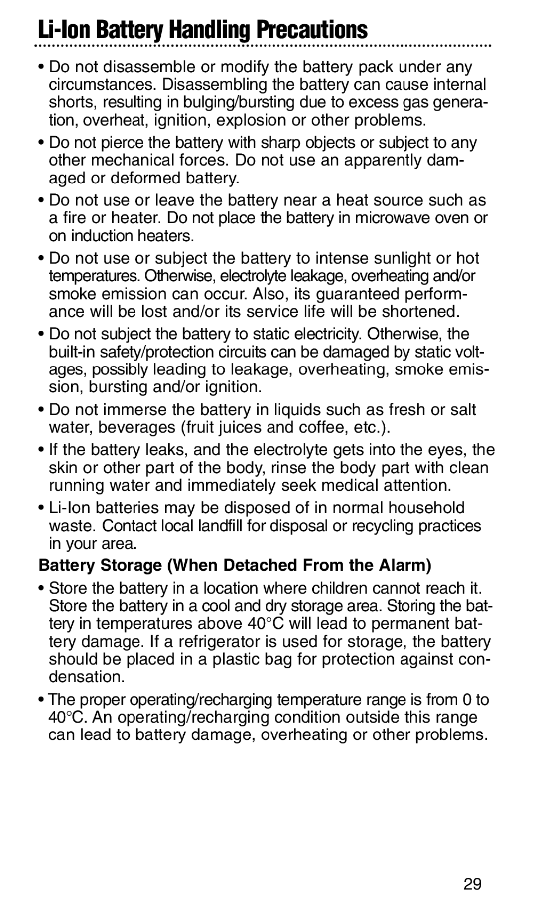 Bryant KNCGPP3RC manual Battery Storage When Detached From the Alarm 