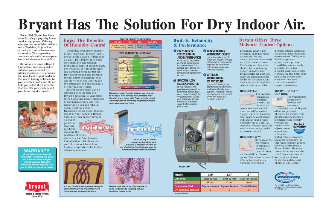 Bryant LFP Bryant Has The Solution For Dry Indoor Air, Built-InReliability & Performance, Warranty, 2SMOOTH, LOW, Model 