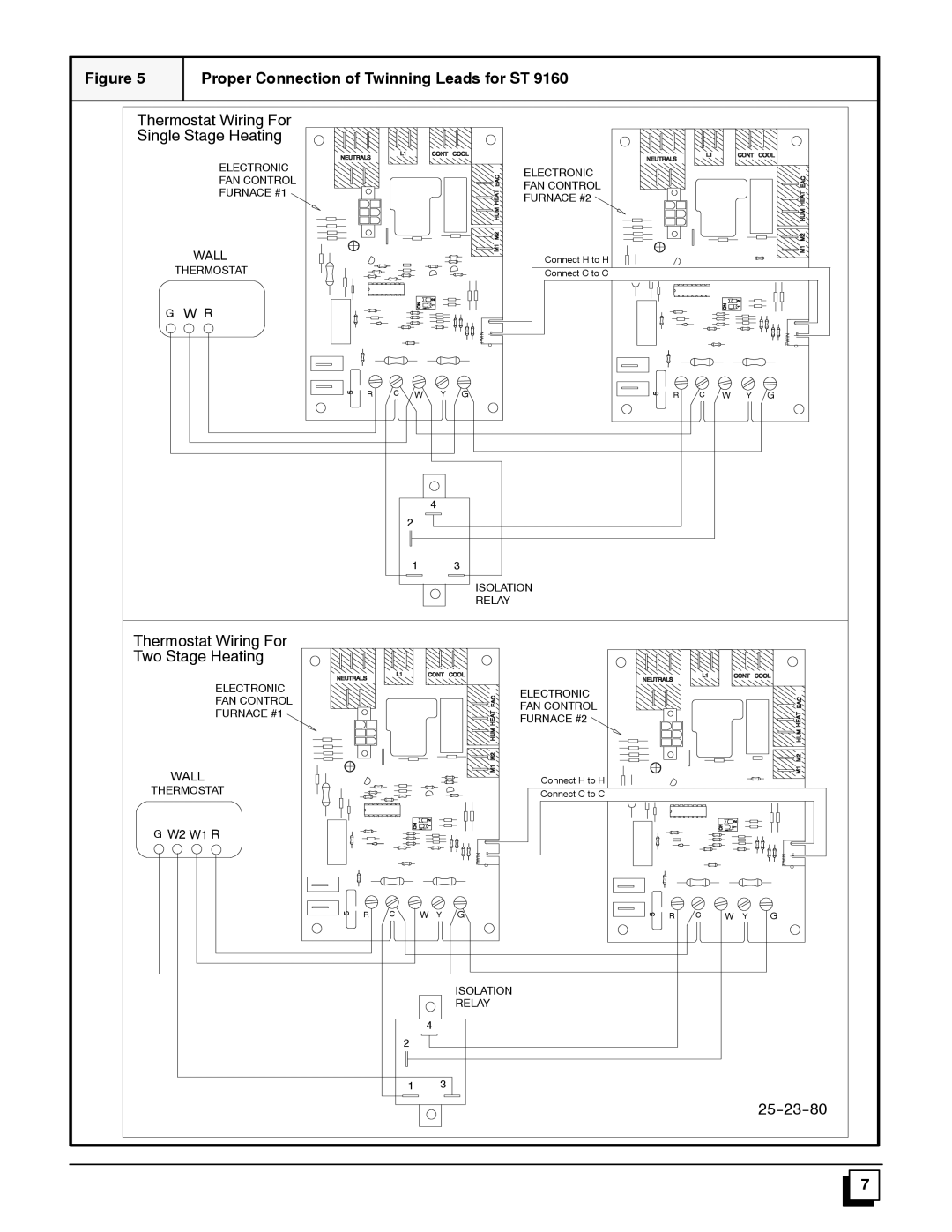 Bryant NAHA003WK.01 Thermostat Wiring For Single Stage Heating, Thermostat Wiring For Two Stage Heating, 25--23--80 